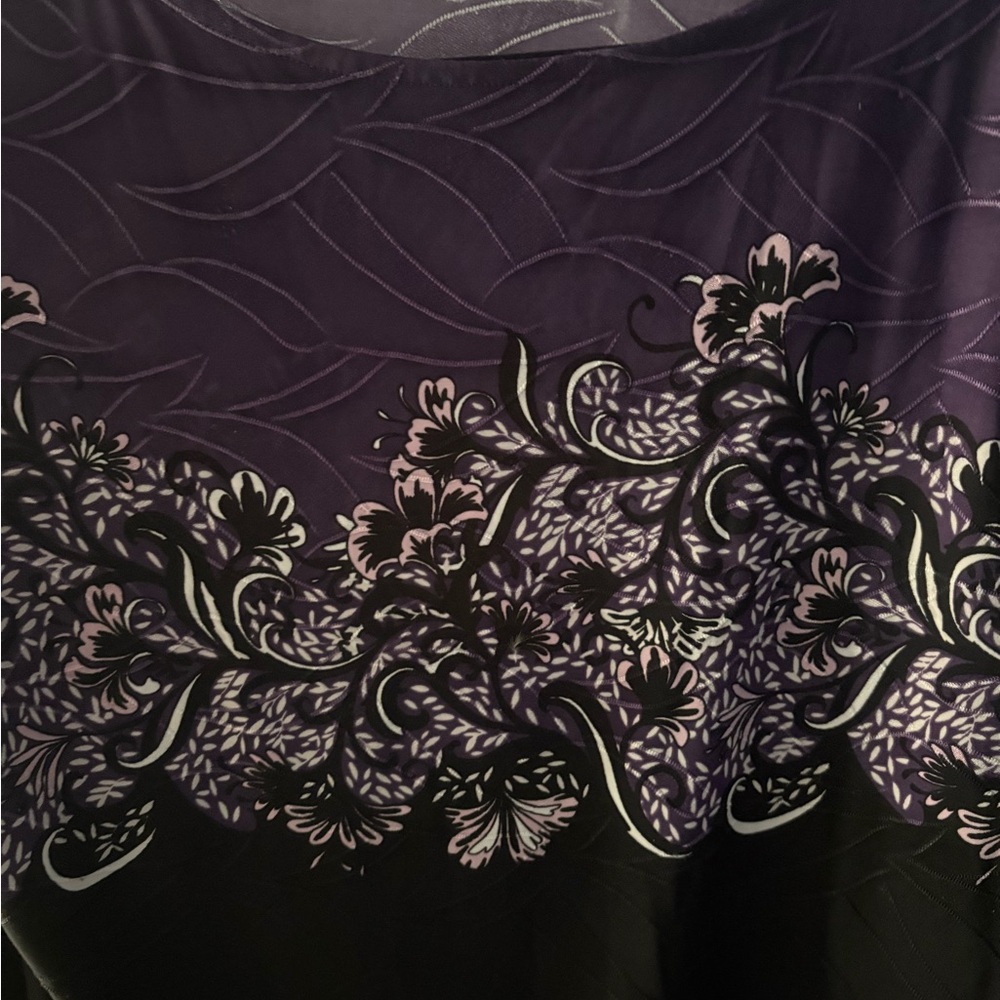 Croft & Barrow Purple and Black Floral Blouse - Picture 2 of 8